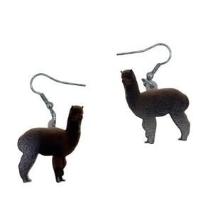NEW brown double sided llama or alpaca earrings
